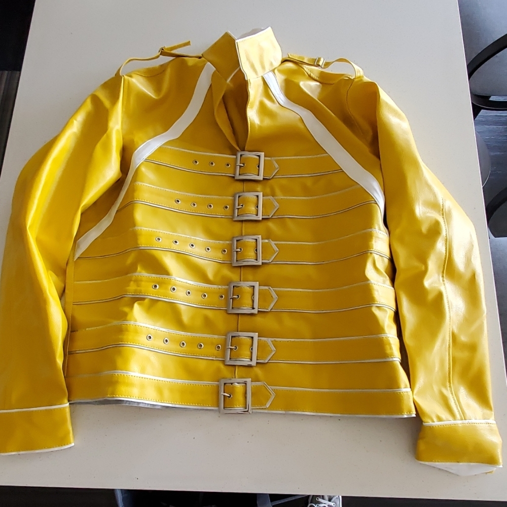 80s style buckled jacket Freddie Mercury glam XL